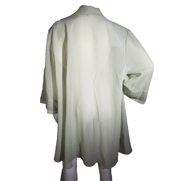 Coldwater Creek Women’s W24 Open Front Cardigan Beaded Sleeves Shoulder Pads - Picture 3 of 7